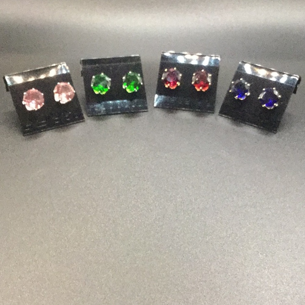Simply Colorful Round Rhinestone Stud Earrings - Picture 3 of 7